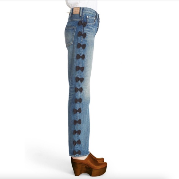 Tu Es Mon Tresor Japan Selvedge Denim Button Fly Bow Jeans - Picture 4 of 13